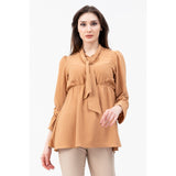 Montivo Coffee Collar Knotted Top