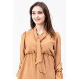 Montivo Coffee Collar Knotted Top