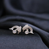 Mumuso- Dolphin Crsytal Diamond Earring- Silver