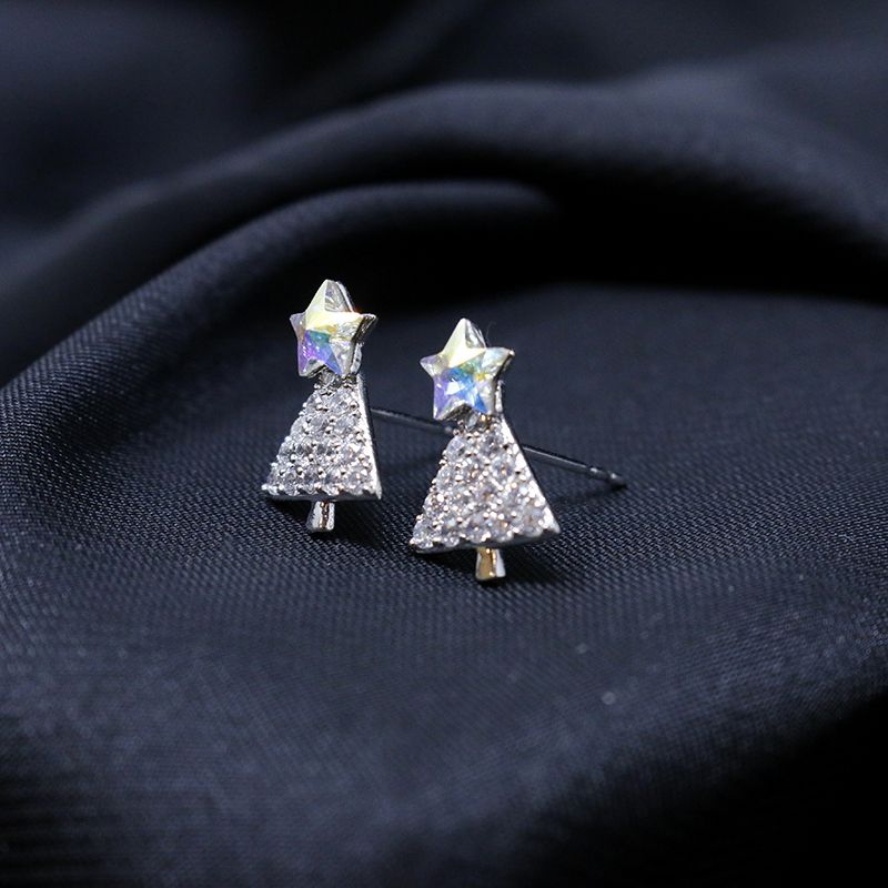 Mumuso- Christmiss Tree With Multi Colour Star Earring – Bagallery