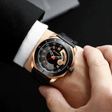 Curren- Luxury Brand Date & Day Quartz Dial Stainless Steel Waterproof Wristwatch For Men- 8344- Black Rose
