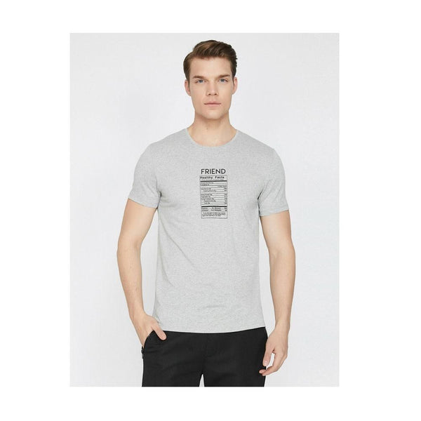 KOTON- Letter Printed T-Shirt - Grey