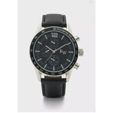 Robert Wood- Analogue Watch With Sports Detail- Black