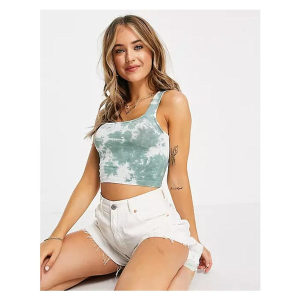 Asos- Asos Design Crop Vest In Khaki Tie Dye