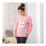 Wf Store- Printed Tshirt With Heart Printed Pajama- Pink&NavyBlue