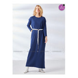 Modanisa- Navy Blue - Crew neck - Unlined - Modest Dress