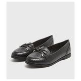 New Look- Wide Fit Black Faux Croc Bow Loafers For Women