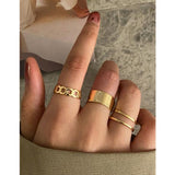 Shein- 3pcs Chain Design Ring- Gold