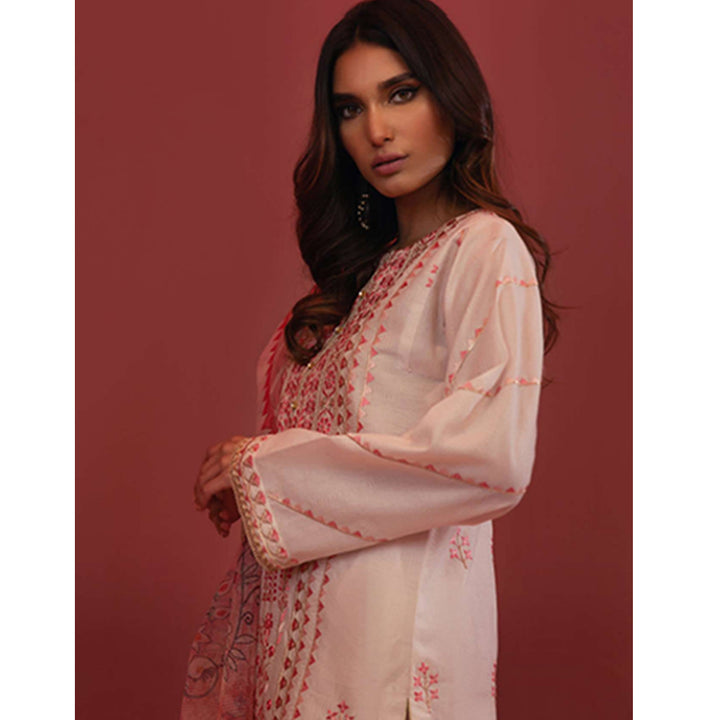 Zellbury- Embroidered Self Jacquard Shirt, Organza Dupatta & Cambric Trouser	, ZWULCE322037