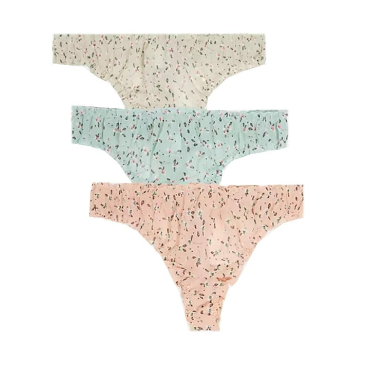 Asos- 3 pack mesh frill thong in ditsy floral print