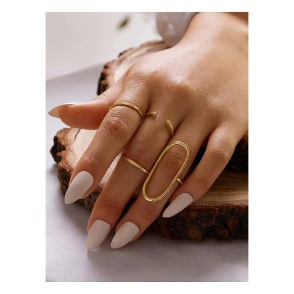 Shein- 4pcs Simple Metallic Ring