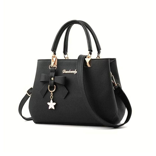 Shein- Black Metallic embossed shoulder bag with bag pendant