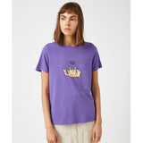 Koton- 100% Cotton Crew Neck Letter Printed T-Shirt - Purple
