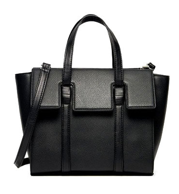 Stradivarius- Black Tote Bag With Flap