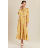 Montivo Mustard Heart Patterned Long Dress