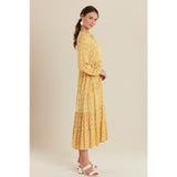Montivo Mustard Heart Patterned Long Dress