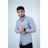 Vybe- Casual Solid Shirts- Stone blue