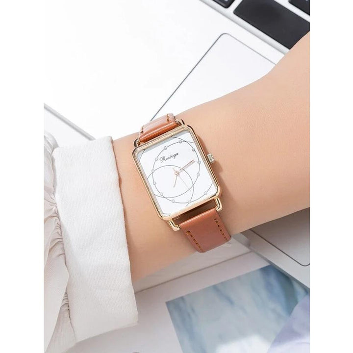 Shein- Rhinestone Decor Rectangle Pointer Quartz Watch