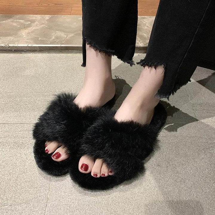 CSS- Winter Fur Slippers Style- Black