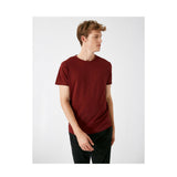 KOTON- Cotton Crew Neck Short Sleeve T-Shirt - Bordeaux
