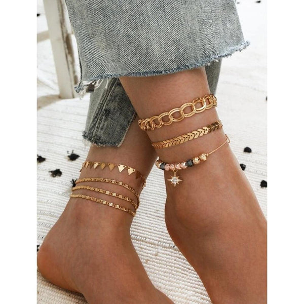 Shein- 5pcs Geometric Decor Anklet