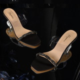 Elegancia - Women Transparent Heels Spark Black