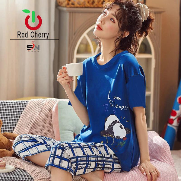 I AM SLEEPY BEAR PRINTED TEES & TROUSER NIGHT SUIT