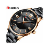 Curren-  Stainless Steel Simple & Classic Thin Quartz Business Watch- 8383- Black Rose