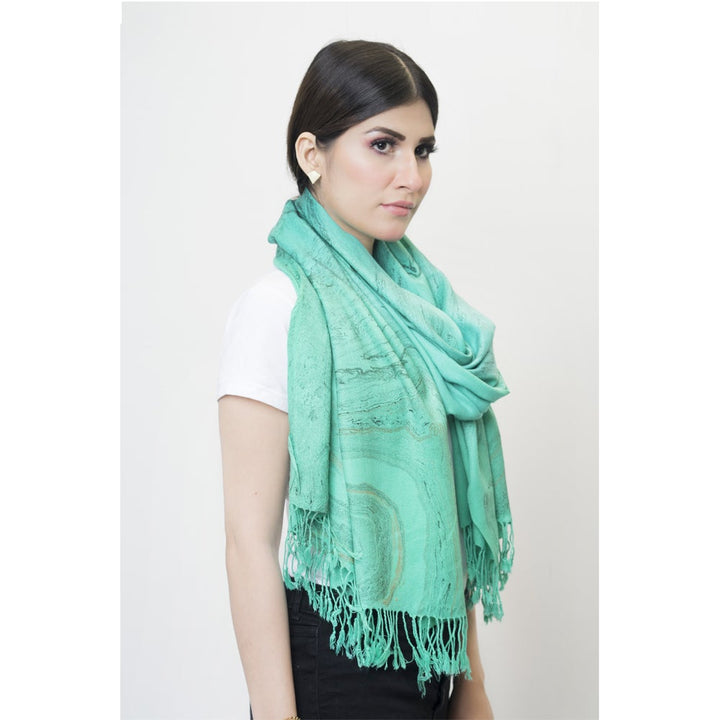 Pashmina Jamawar Stole Sea Green