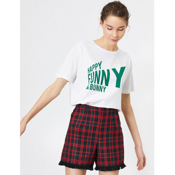 Koton- Letter Printed T-Shirt - Ecru