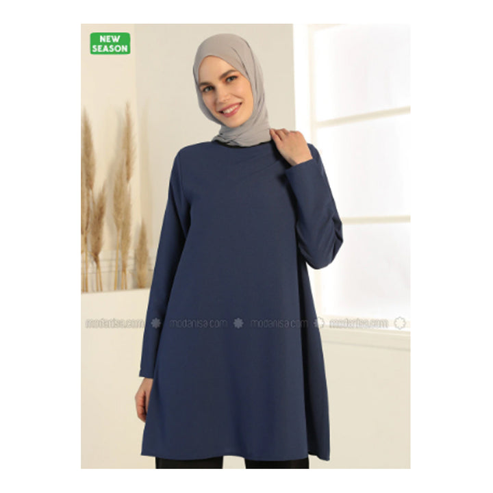 Modanisa- Indigo - Crew neck - Tunic