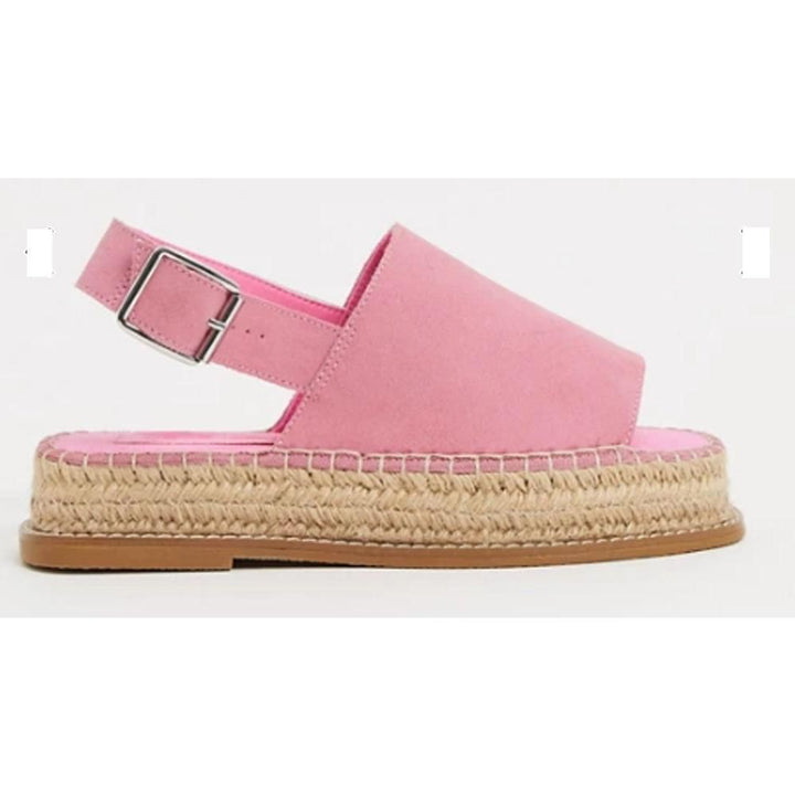 Asos Design- Asos Design Hannah Suede Flatform Espadrilles In Pink