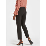 Max Fashion- Black Solid Ankle Length Trousers with Zip Closure and Pintuck Detail