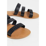 Asos Design- Asos Design Farren Leather Flat Sandals In Black Croc