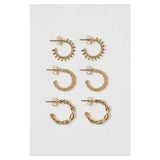 H&M- 3 pairs hoop earrings Gold-coloured