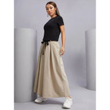Shein- Tee With Self Tie Wide Leg Trousers