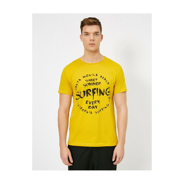 KOTON- Letter Printed T-Shirt - Yellow