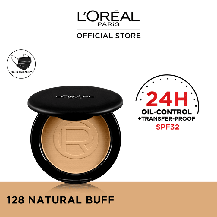 LOreal Paris- Infallible 24H Oil Killer High Coverage Powder, 128 Natural Buff