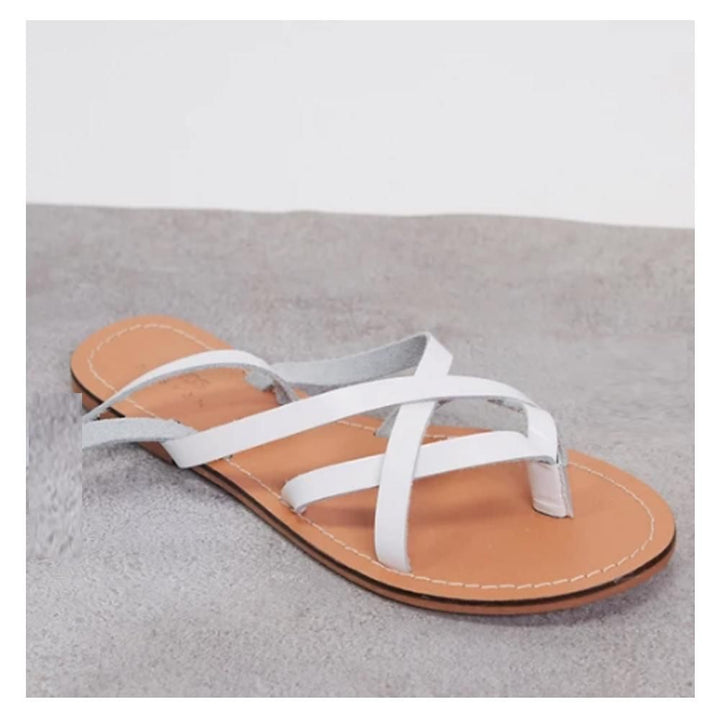 Asos Design- Framed strappy leather sandal white