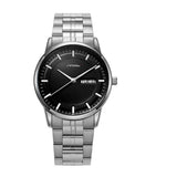 Sinobi- 9834 Trendy German Quartz Watch Simple Dial Stianless Steel Calendar Men Watches Luxury