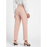 Max Fashion- Pink Solid Ankle Length Trousers with Zip Closure and Pintuck Detail