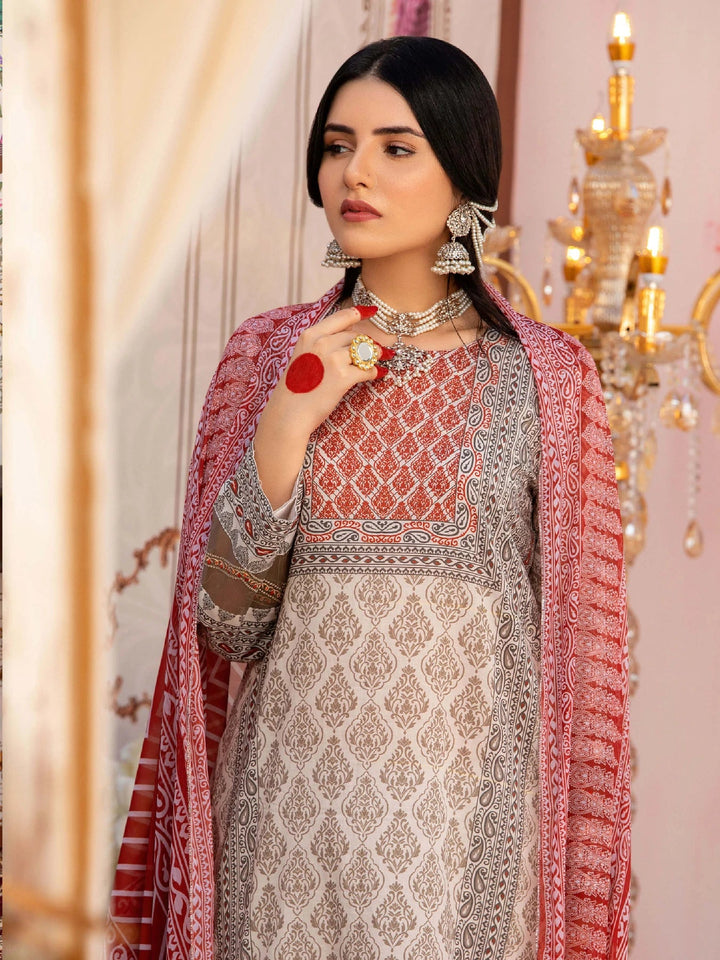 Keshia Mehr Un Nisa – 3 Piece Embroidered Unstitched Luxury Lawn