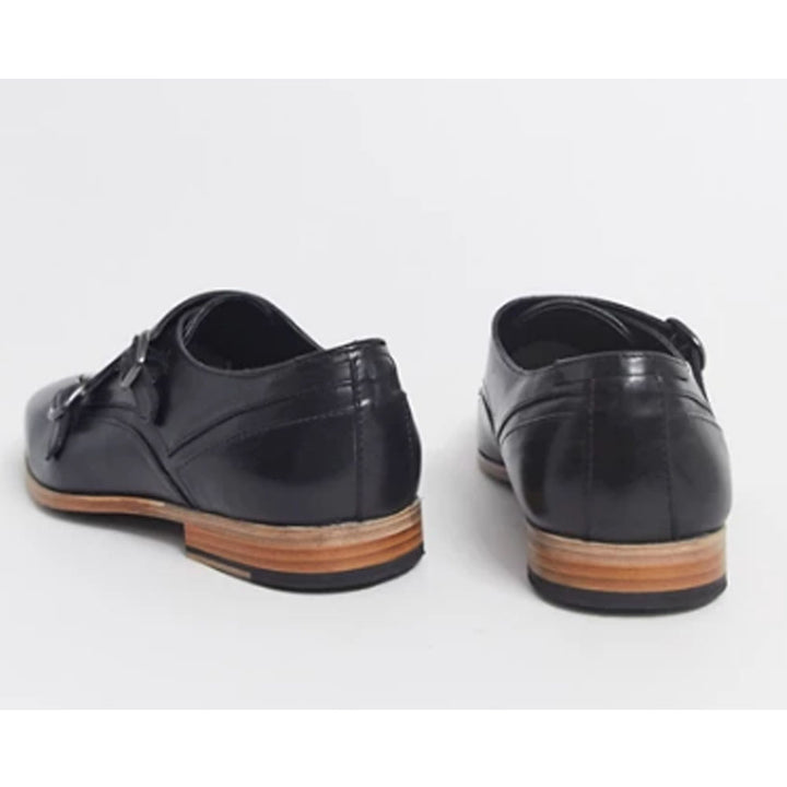 Asos Design- Asos Design Monk Shoes In Black Leather With Natural Sole