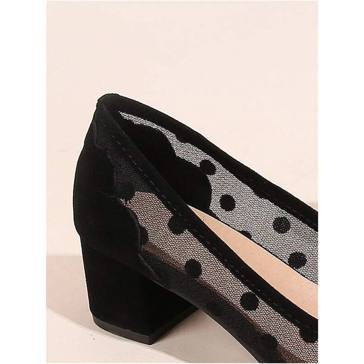 Shein- Polka Dot Chunky Court Heels