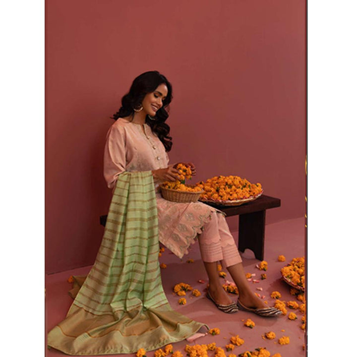 Zellbury- Embroidered Self Jacquard Shirt, Jacquard Dupatta & Cambric Trouser, ZWULCE322043