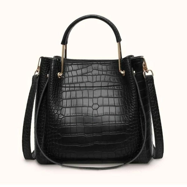 Shein- Black School shoulder bag embroidered with a crocodile