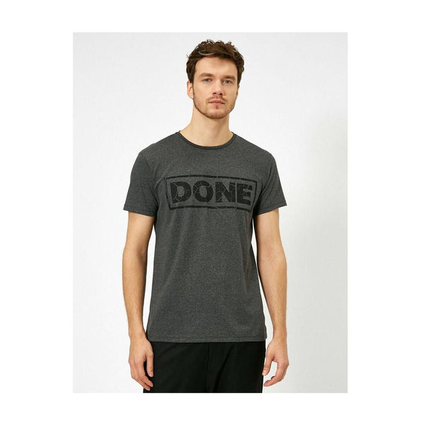 KOTON- Letter Printed T-Shirt - Anthracite