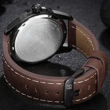 Naviforce- NF9124 Men's Sport Leather Strap Quartz Watch with Date and Day Display - Brown