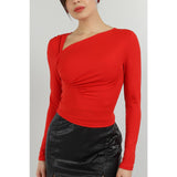 Montivo Red Glazed Full Sleeves Top