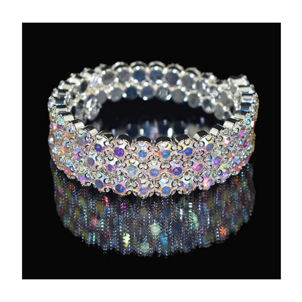 The Marshall- Crystal AB Drill Rhinestone Three-Row Bracelet For Women - TM-BT-22